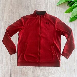 Under Armour Sweater Men’s Size Large Red Full Zip Fleece Jacket Sweatshirt